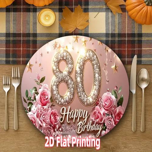 item picture 4 6pcs 2d flat round placemats 80th birthday suitable for elegant dining parties seasonal decoration elaborately designed party tableware durable fabrics decorative tableware and party