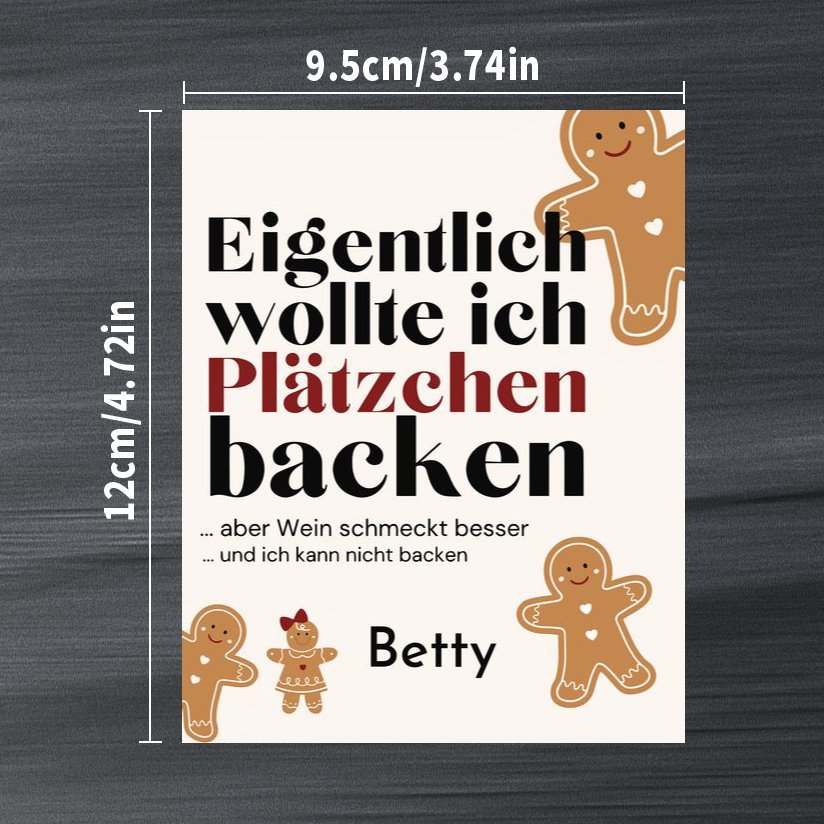 Image of 8-pack Custom German Christmas Bottle Labels And Stickers, Personalized Gingerbread Design For , Festive Family Gatherings, And Business Branding