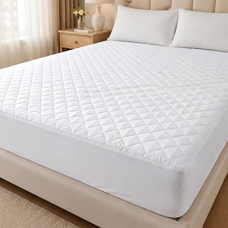 TEMU 1pc Large Waterproof Mattress Protector, Pet-friendly Quilted Mattress Cover, Noiseless And Non-slip Bed Cover, Deep Pocket Mattress Pad,