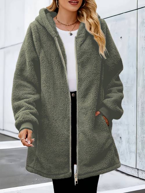 plus size plus size plus size autumn and winter solid color warm plush jacket womens clothing