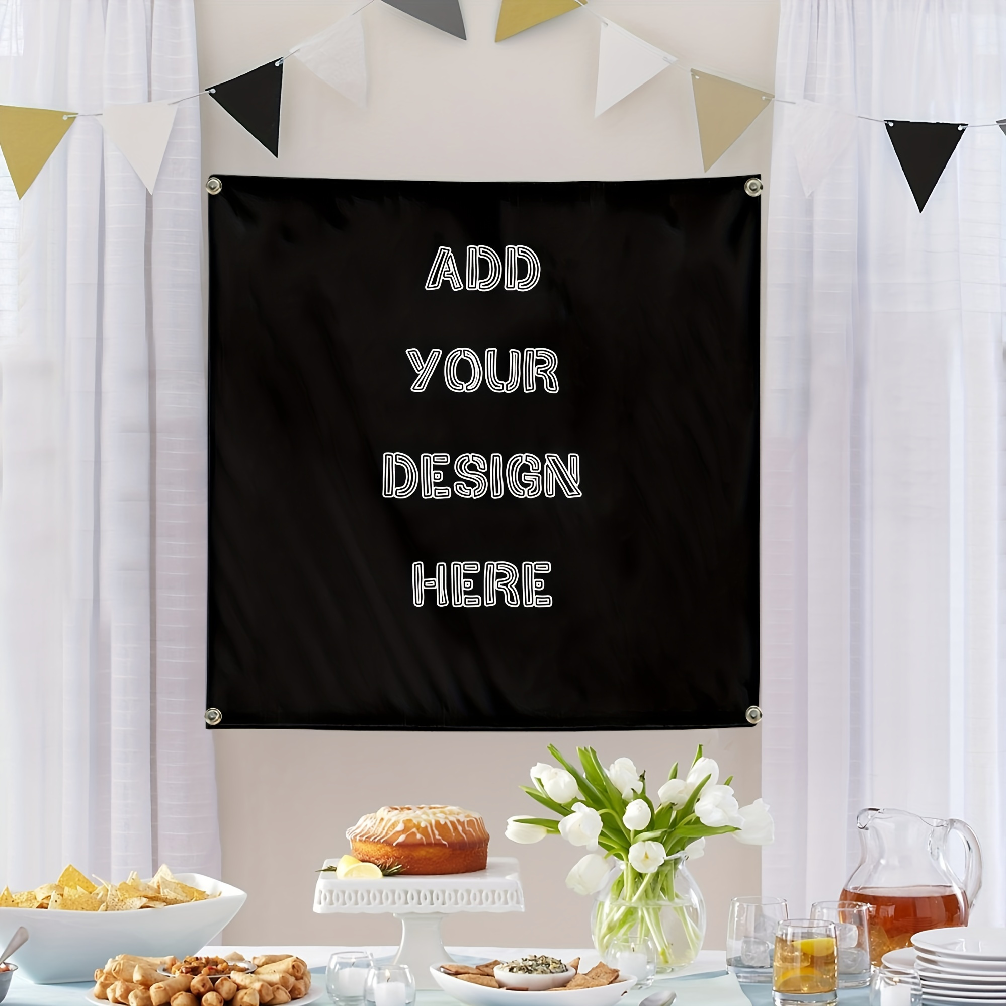 E-shop Individuelles quadratisches Banner - Personalisiertes Foto-Banner für Innen- und Außenbereich, geeignet für Unternehmen, Hochzeit,
