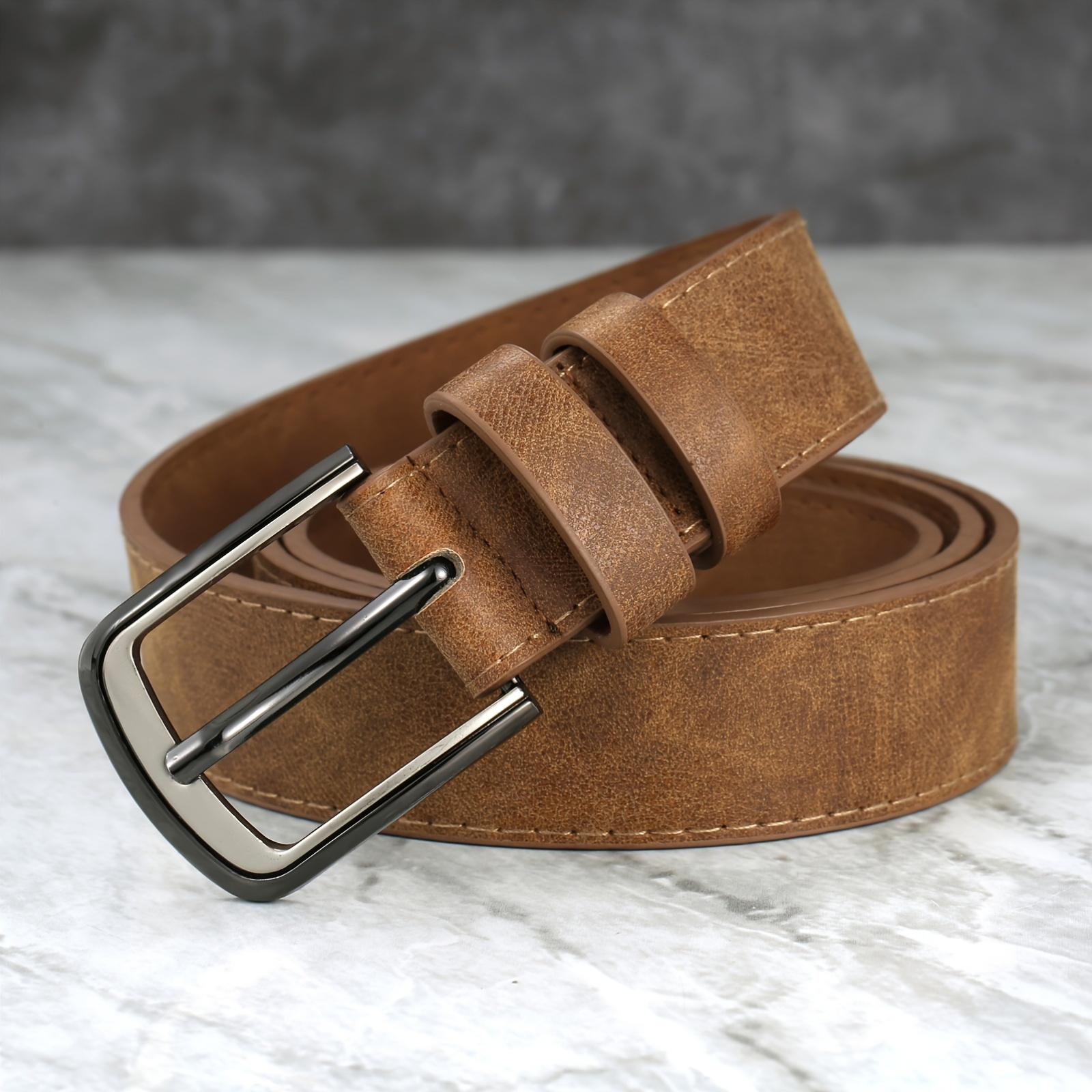 Stylish Wide Stitching Alloy Buckle Belt for Men - Durable, Adjustable, and Comfortable Accessory for Jeans and Trousers - Perfect for Daily Wear, Sports, and Casual Occasions