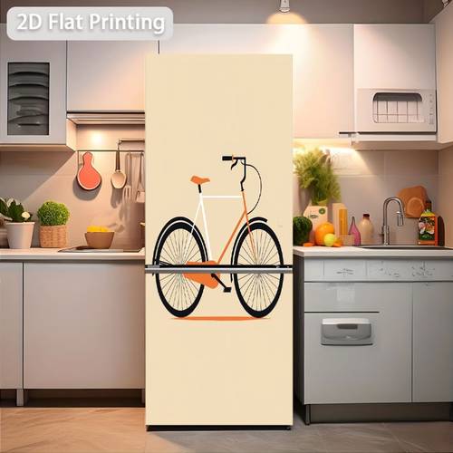 vintage minimalist bicycle decor sticker suitable for multiple like walls and refrigerators with exquisite lines outlining shape warm color scheme is soft and cozy