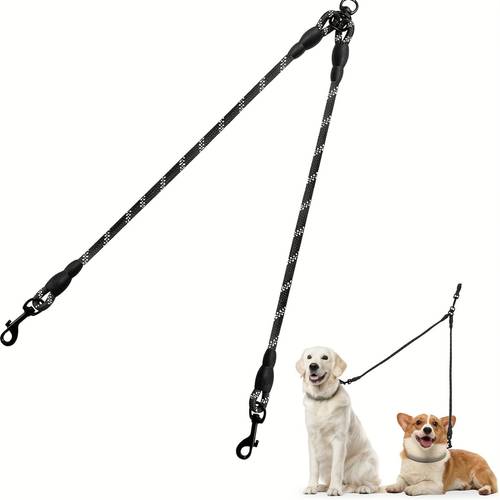 multicolor dual dog leash 360 degree rotating free walking leash suitable for medium and small dogs and enhances safety during night reflective leash with a two in