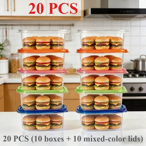20pcs reusable food storage containers 280ml 9 85oz with lid random reusable food containers with lid stackable keeping box lunch box portion container for meat fruits vegetables for lunch box