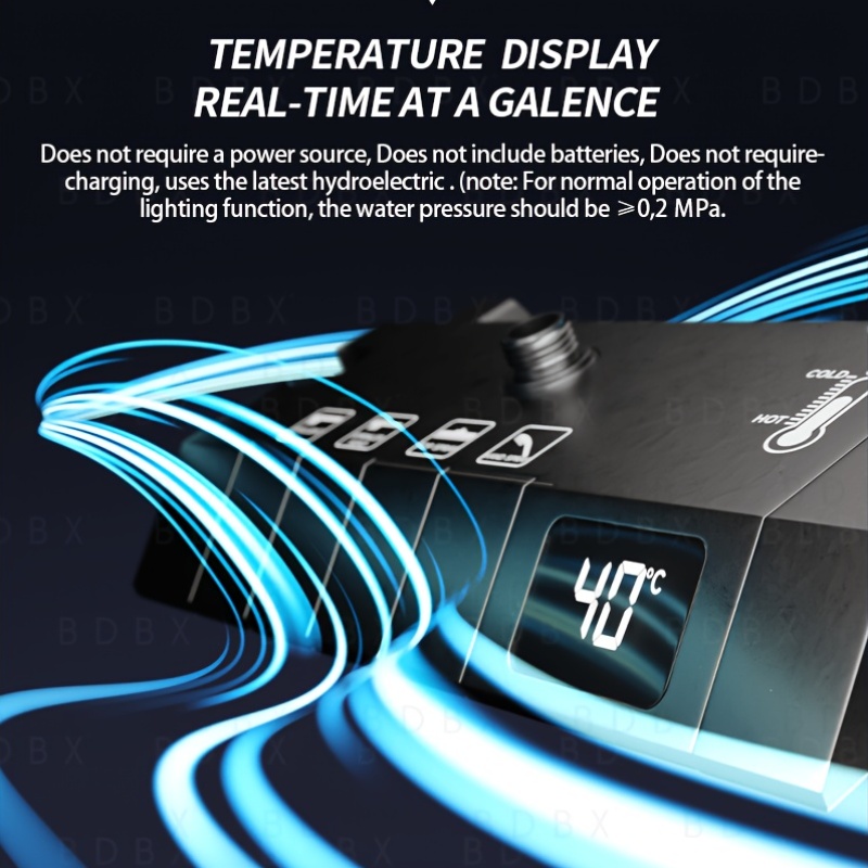 BDBX Modern Black Shower Set with Temperature Display