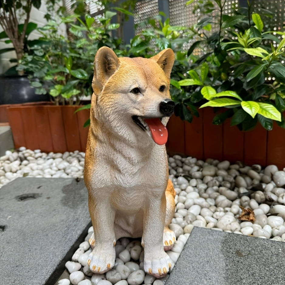 リアルな柴犬の犬の像 樹脂彫刻 屋外庭園の装飾 の装飾 家の装飾