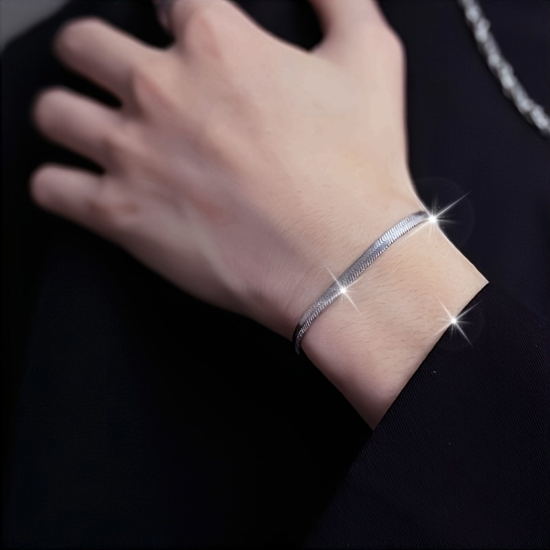 Stainless Steel Flat Snake Chain Bracelet, Everyday Accessory