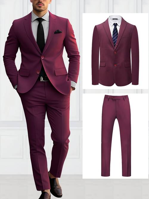 mens two piece suit consisting of a coat and trousers high end solid color formal business attire suitable for weddings performances and parties