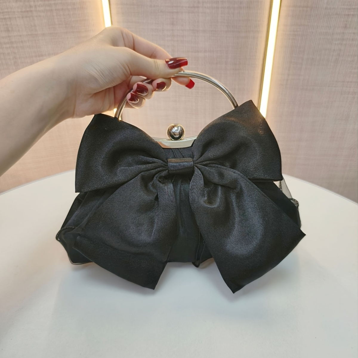 elegant evening clutch bag kiss lock large bow Temu Pakistan