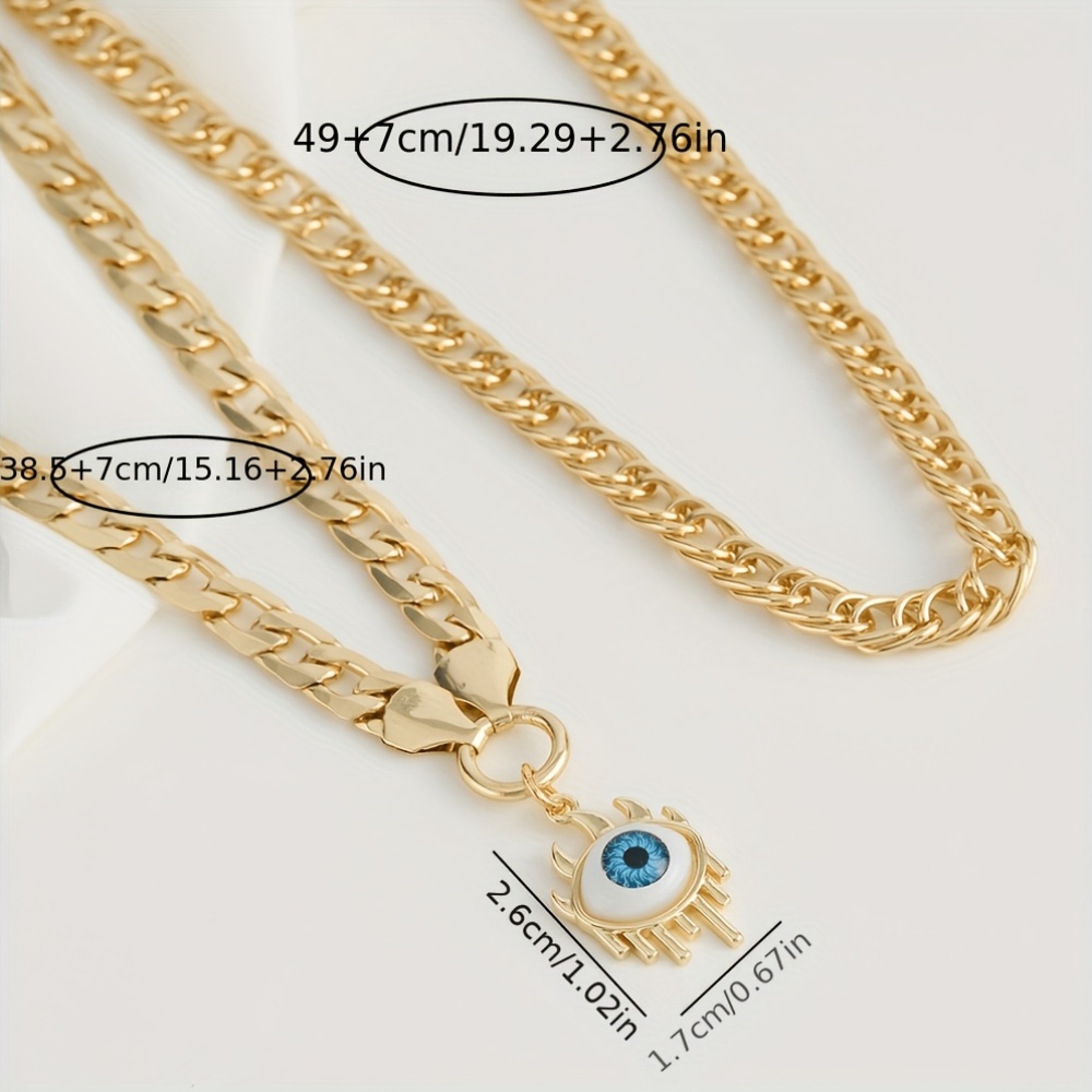 Trendy Double Layer Stackable Devil Eye Shaped Pendant Necklace