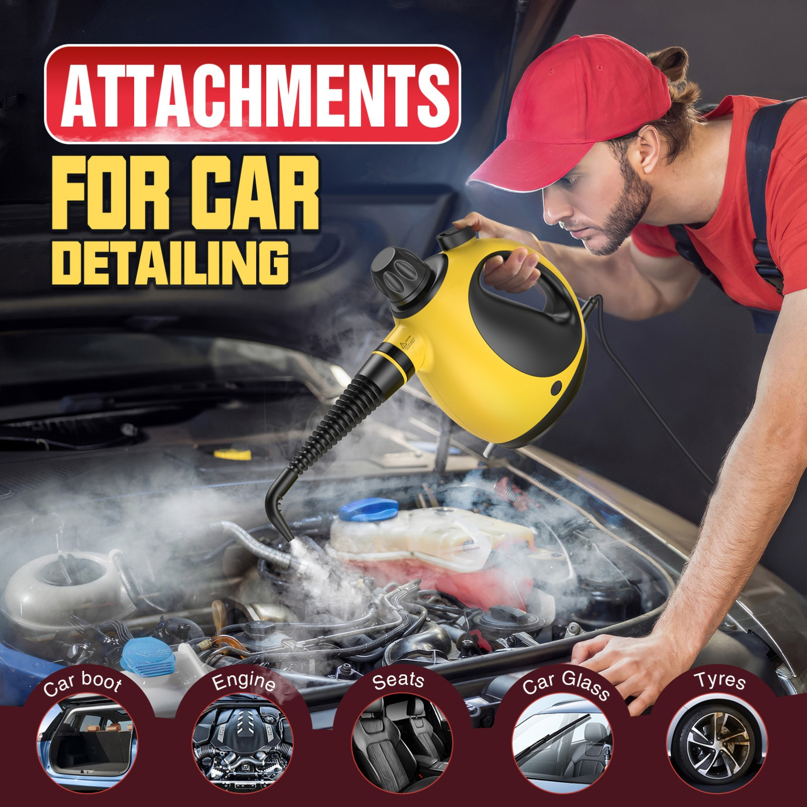 Handheld Steam Cleaner With 12 Accessories