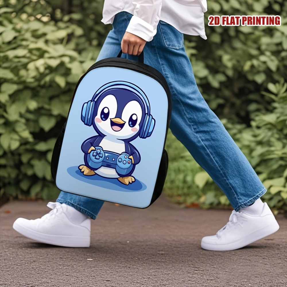 One Smiling Penguin-Themed Gaming Backpack, Featuring Adjustable Straps And Ample Storage, Perfect for Travel And Everyday Use., For Teenager