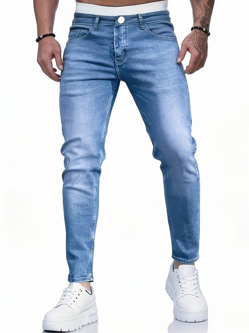 hellblaue stretch skinny jeans für herren