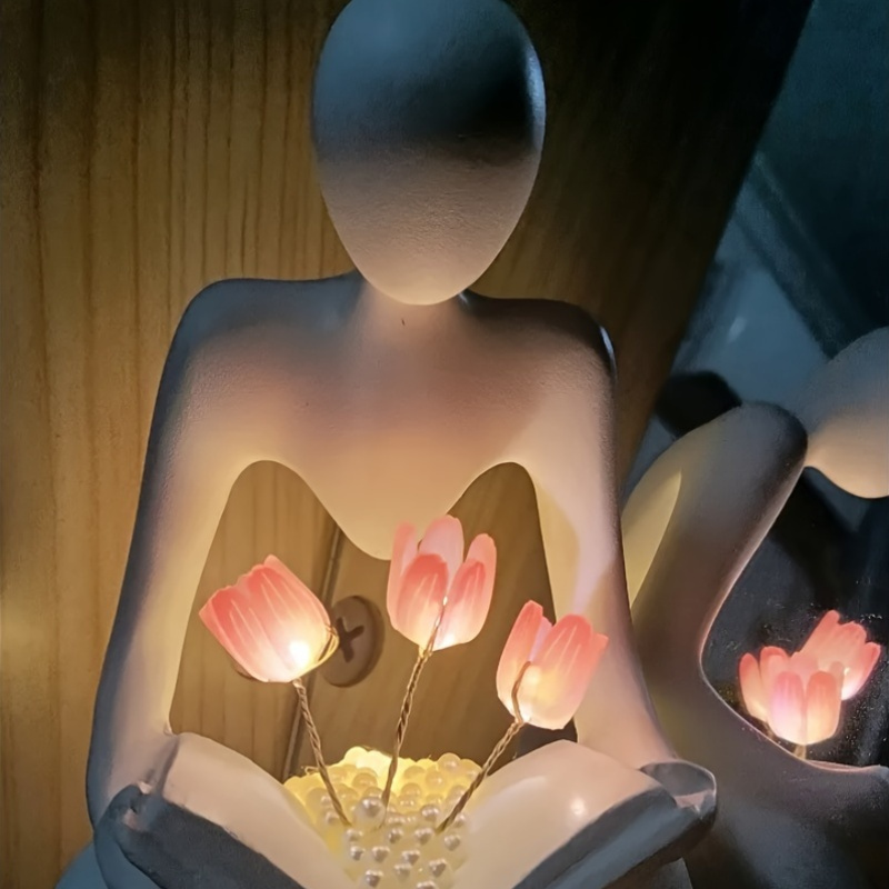 1 Luz Nocturna Artística Abstracta de Tulipán - Una Decoración Única para el Dormitorio y un Regalo de Cumpleaños Considerado