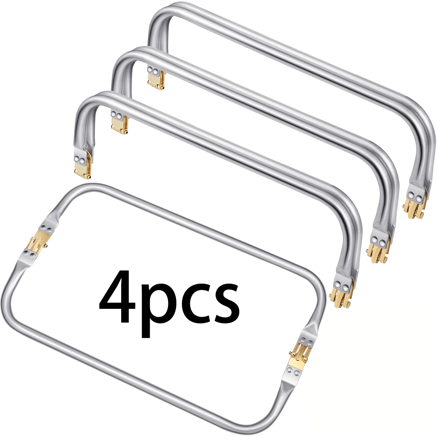 TEMU Set Of 4 Heavy-duty Aluminum Wallet Frame Clips, Multifunctional Square Closures, Handbag Hardware Additions Suitable For Cloud Yarn/woven Bags,