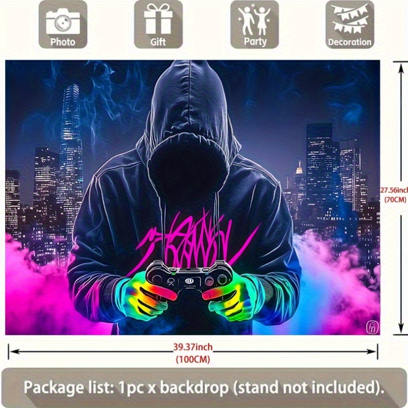 Tenture murale gaming fluorescente décoration réactive lumière uv_voghion.com
