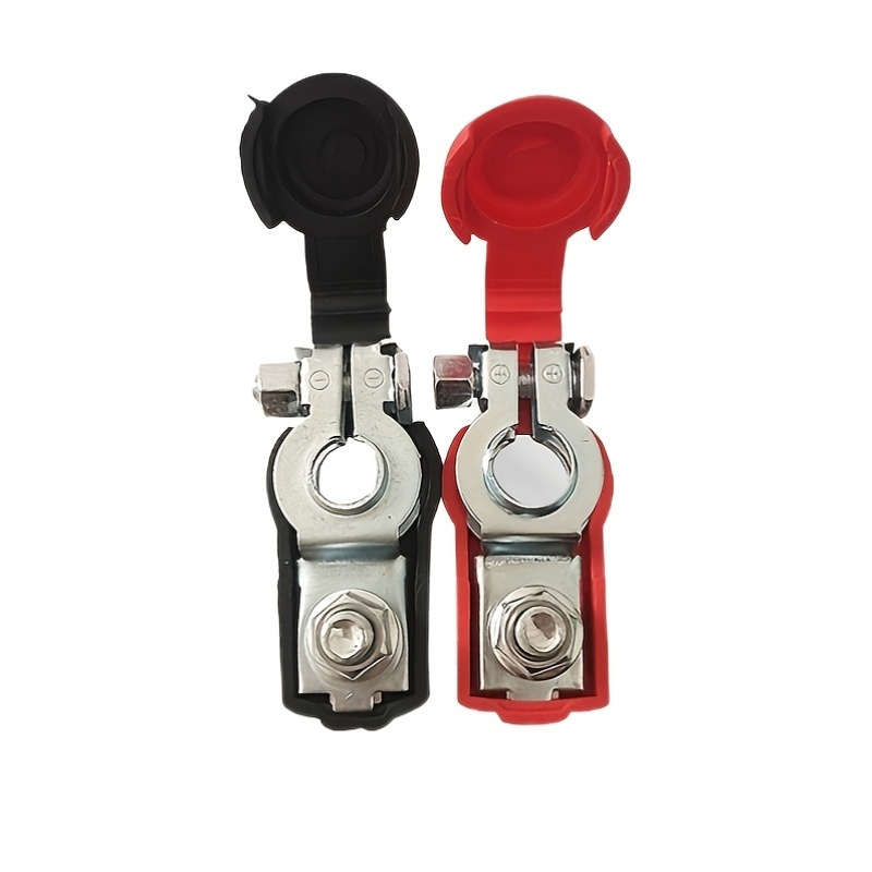 TEMU 2pcs Gm Compatible Battery Terminal Clamps, Metal Cable Connectors, Large & Small, Plus/ Minus, Red/ Black, Uncharged, Automotive Battery Accessories
