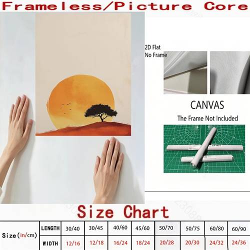 2d flat 2d flat 1pc frameless sunset scenery poster minimalist desert wall art silhouette painting fun canvas wall decor suitable for restaurants hotels offices home bedrooms and bathrooms artistic wall poster whimsical
