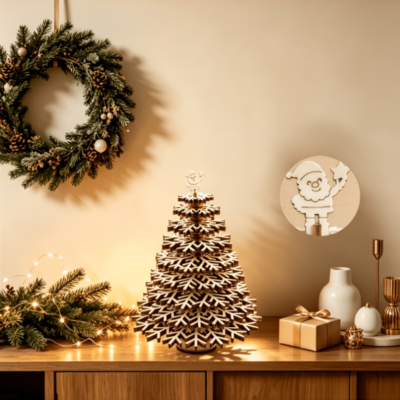 3D Christmas Tree, Wood-like Art Model Puzzle