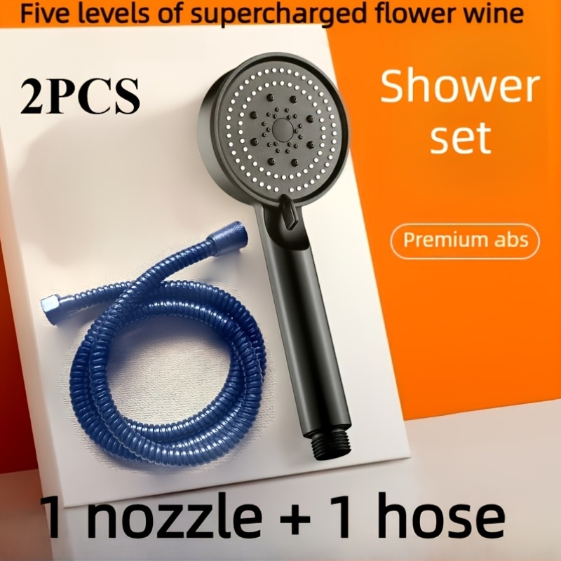 2pcs Set: High-Pressure Handheld Shower Head with Hose