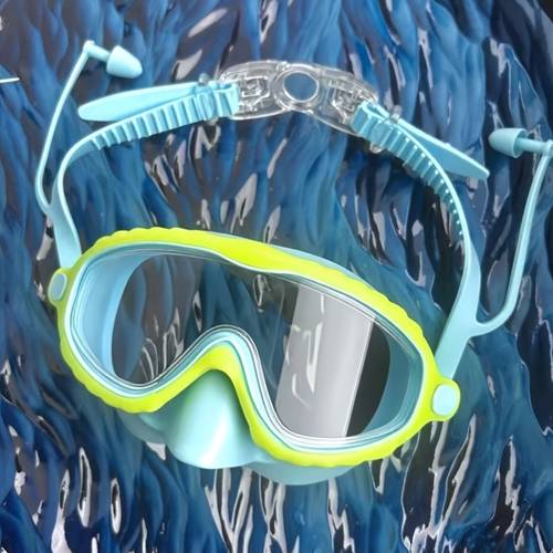 1pc anti fog silicone swimming goggles waterproof swimming glasses with nose clip large frame transparent vision no headaches boys and girls swimming goggles winter indoor swimming training holiday gifts