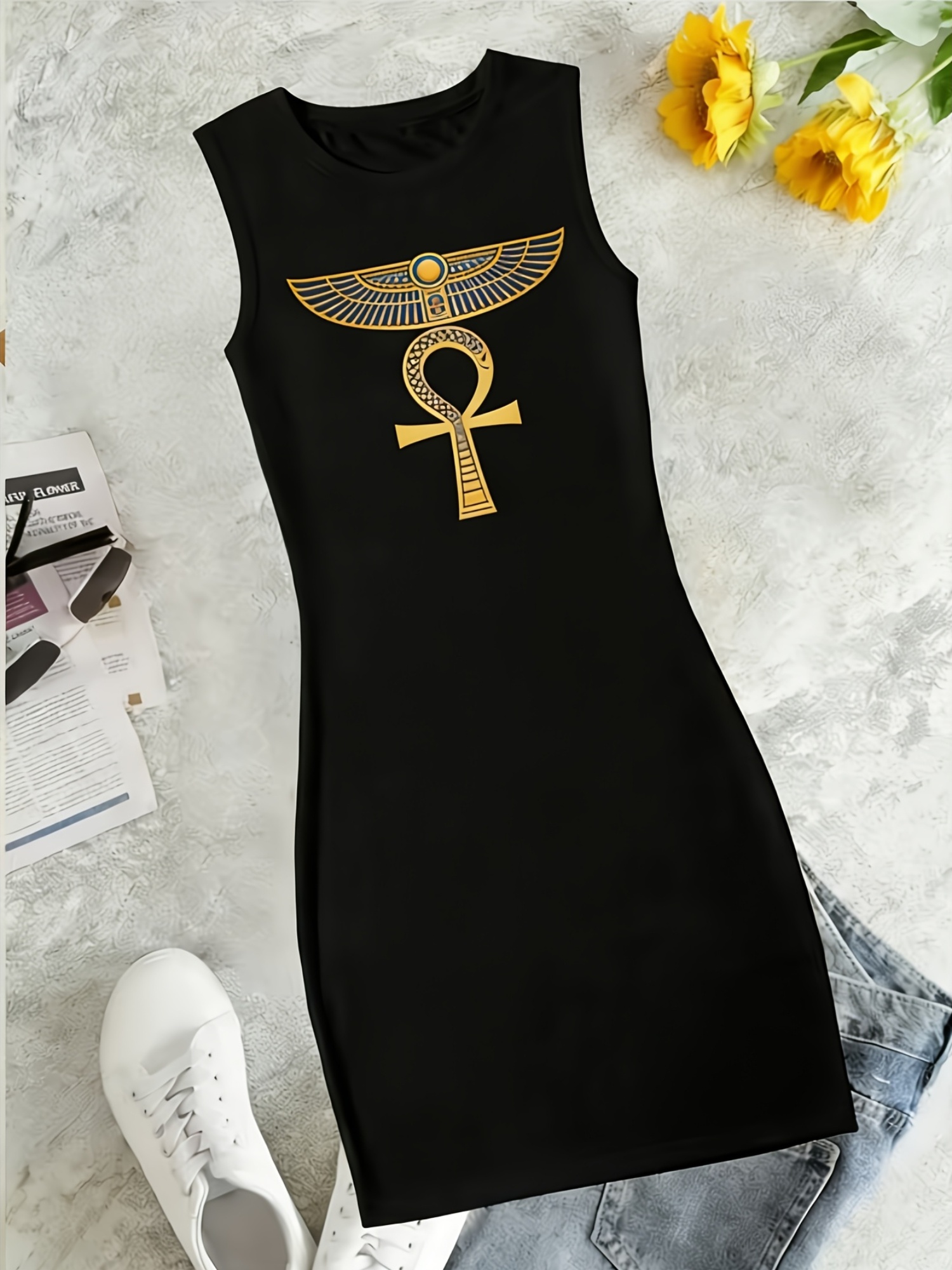 black and gold egyptian dress Black Egyptian Queen Adults Halloween Costume Dress Up main image 0