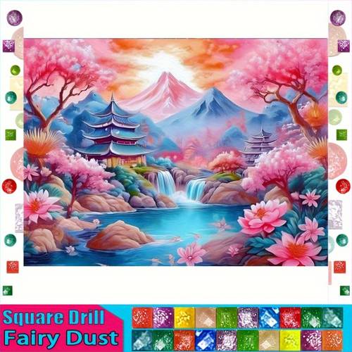 immagine dell'articolo 1pc di diamanti senza cornice di di fata - incantevole paesaggio giapponese con incantevole paesaggio giapponese con - decorazione da parete stampata 5d kit fai da te mosaico di diamanti, per la decorazione , eccellente regalo, artigianato e decorazione per la casa, , kit di di diamanti fai da te 5d