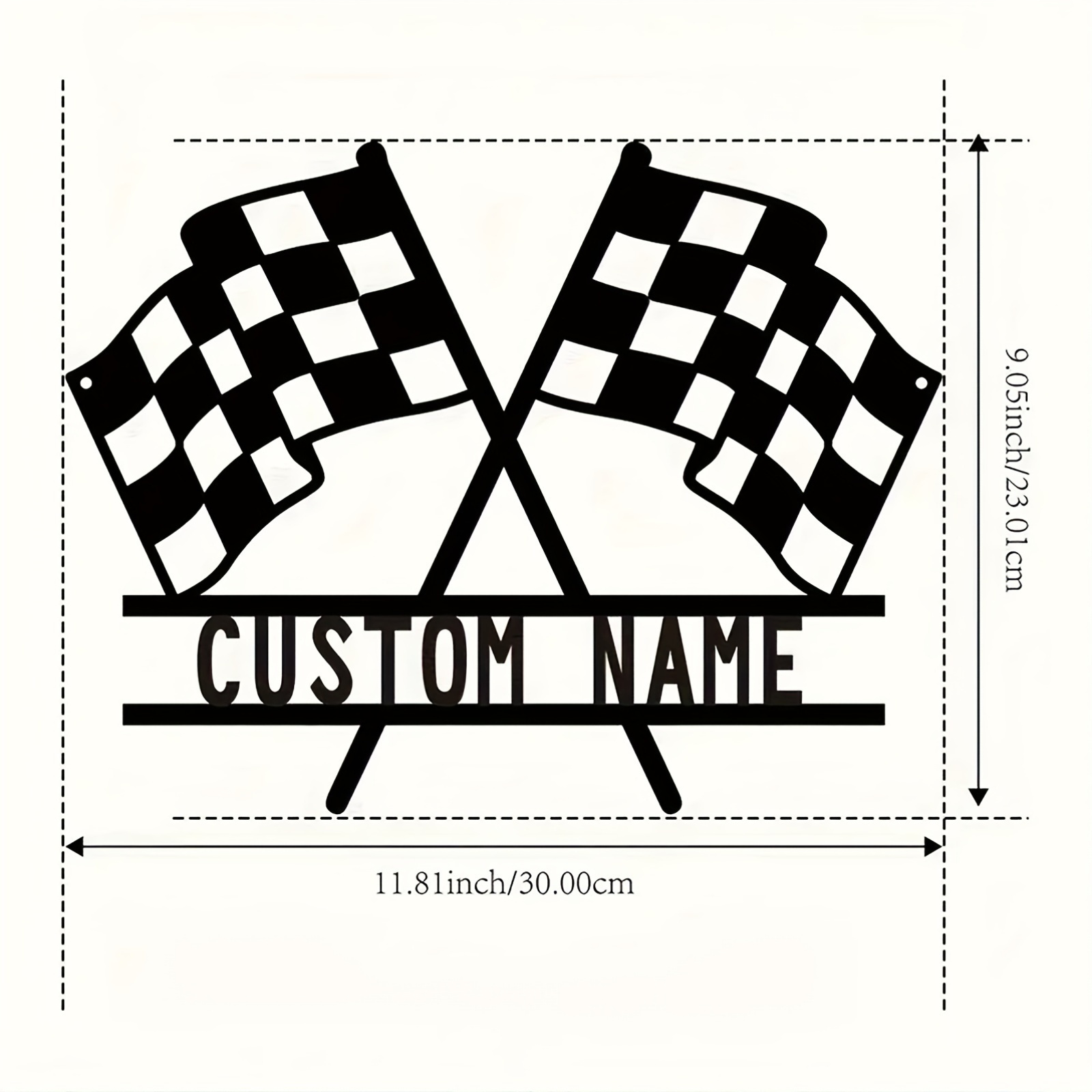 TEMU [2d Flat] 1pc Personalized - Racer Name Acrylic Checkered Black And White Racing Flag, Custom Bedroom Living Room Office Wall Decor With