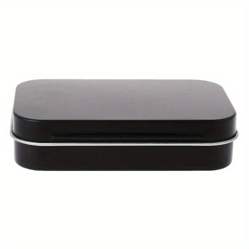 Caja de joyería de metal contemporáneo con espejo abatible, cierre a presión, organizador de mesa para joyas pequeñas, caramelos, monedas y llaves - Negro