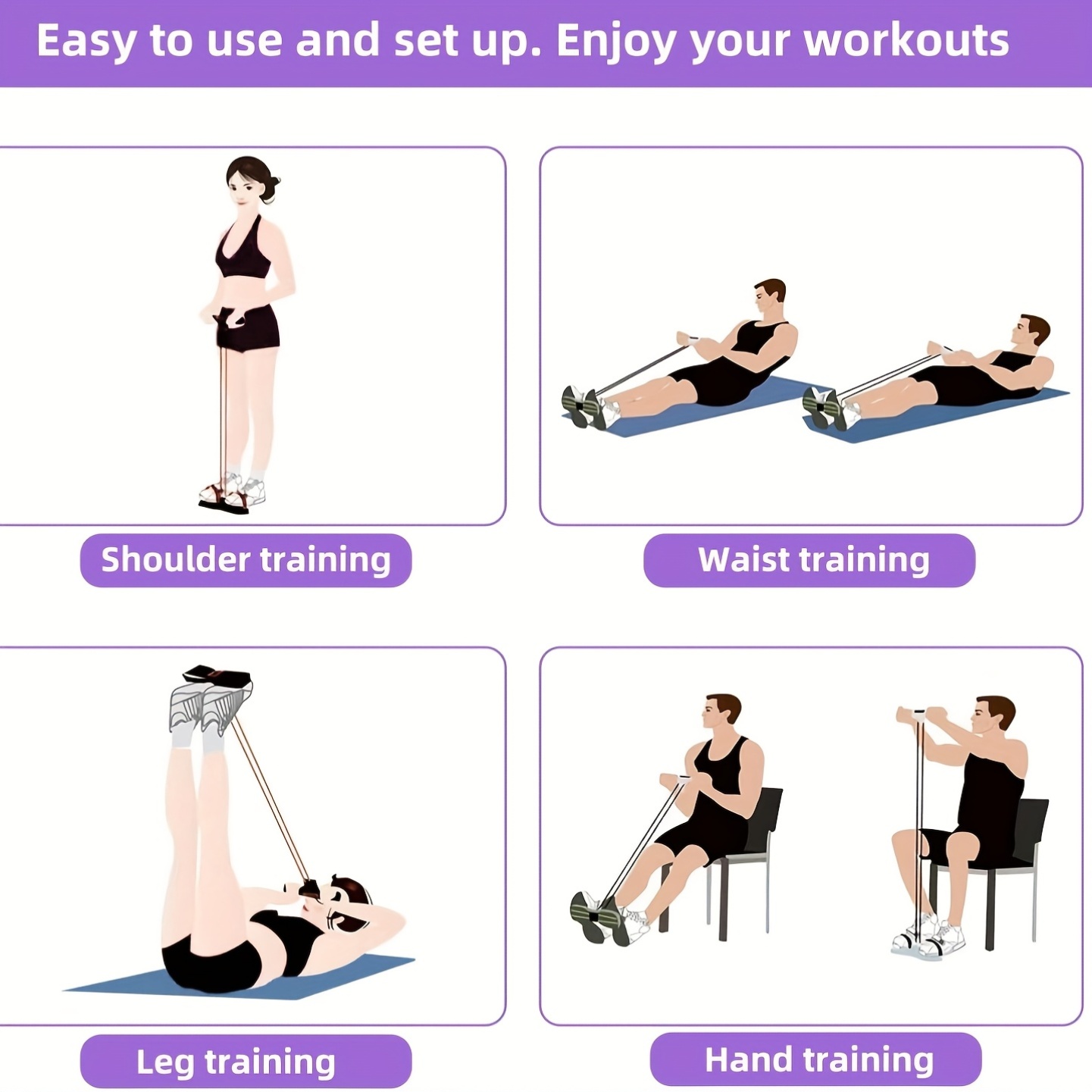 Corde De Tension Multifonction – Bande élastique Fitness 4 Tubes, Sport à La Maison