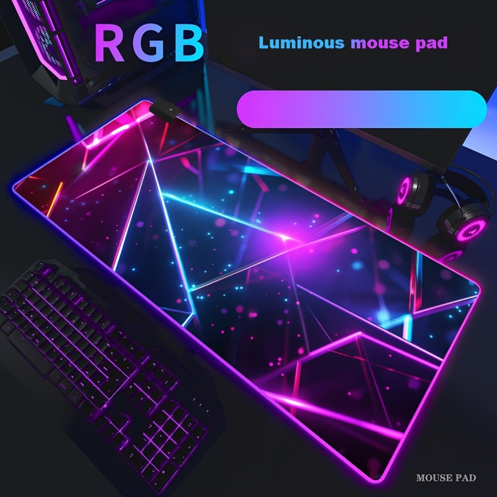 RGB LED Backlit Gaming Mouse Pad, 400x900mm Large Keyboard Desk Mat, Thick Non-Slip Rubber, Decorative Office and Student Desk Accessory