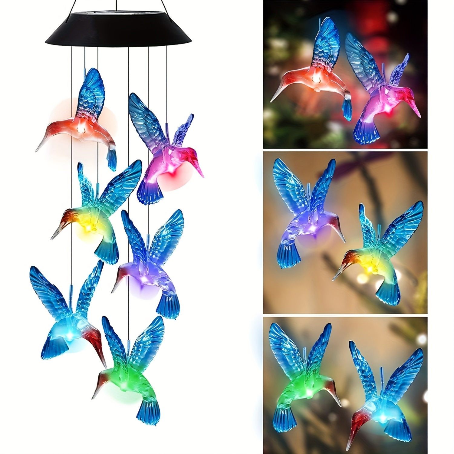 solar powered led hummingbird chandelier energy   polished abs pendant light with crystal   b15d bulb base detachable fixture with 600mah nickel battery for   park christmas gift details 4