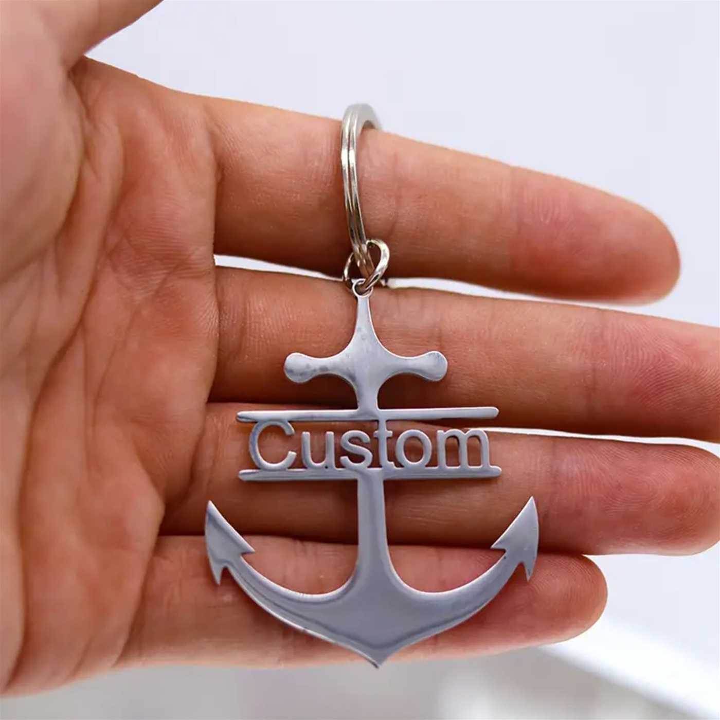 Personalized Nautical Anchor Keychain, Customizable Gift
