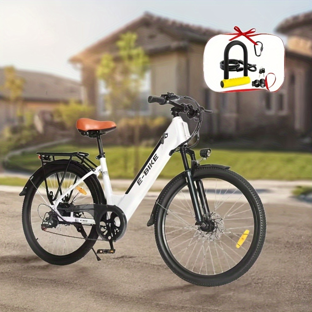 Bicicleta Eléctrica para Adultos, Bicicleta Eléctrica de 26 Pulgadas con  Paso a Través, Batería Extraíble de 36V 13Ah, Motor sin Escobillas de 500W  22