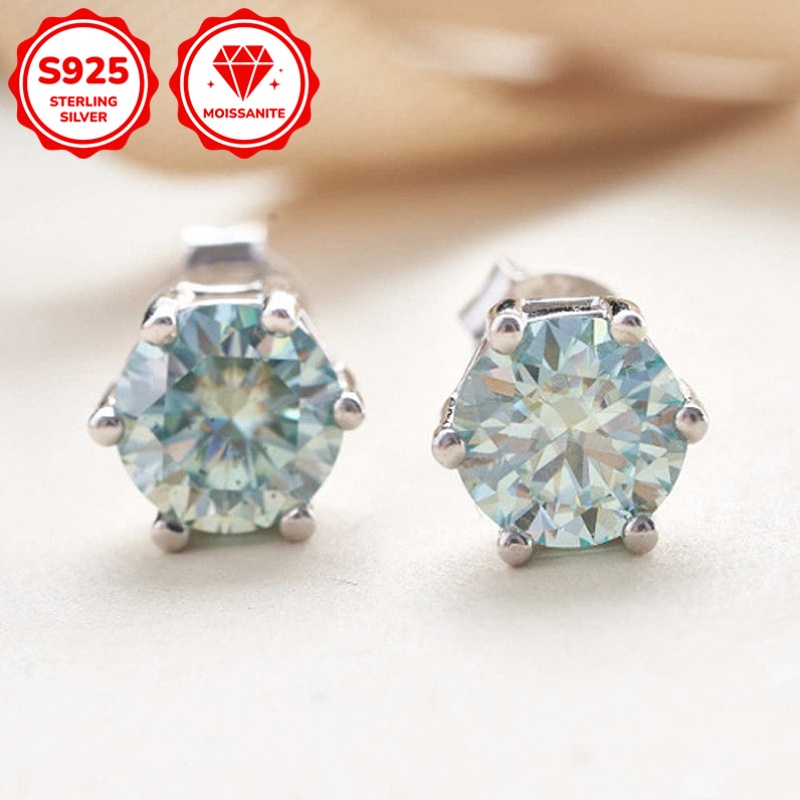 Women's 0.5/1/2/3 Carat Moissanite Stud Earrings in 925 Silver