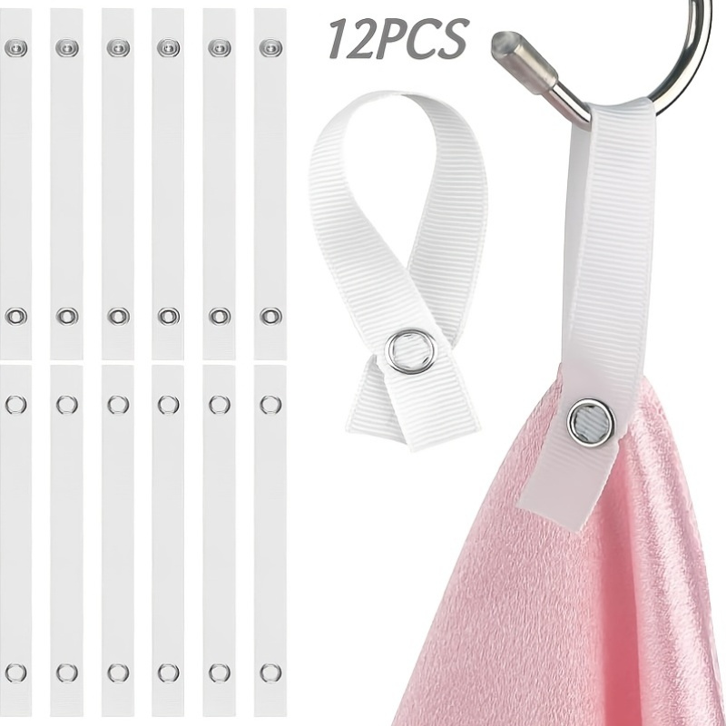 TEMU 12pcs Seamless Towel Hanging Straps With Metal Toggle Hooks, Portable Canvas Hanging Storage Bag, Suitable For Bathroom, Kitchen, Bedroom—no