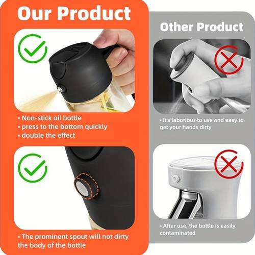 16 oz 470 ml plastic olive oil sprayer suitable for cooking 2 in 1 olive oil dispenser kitchen tools and air fryer additions for salads and grilling black