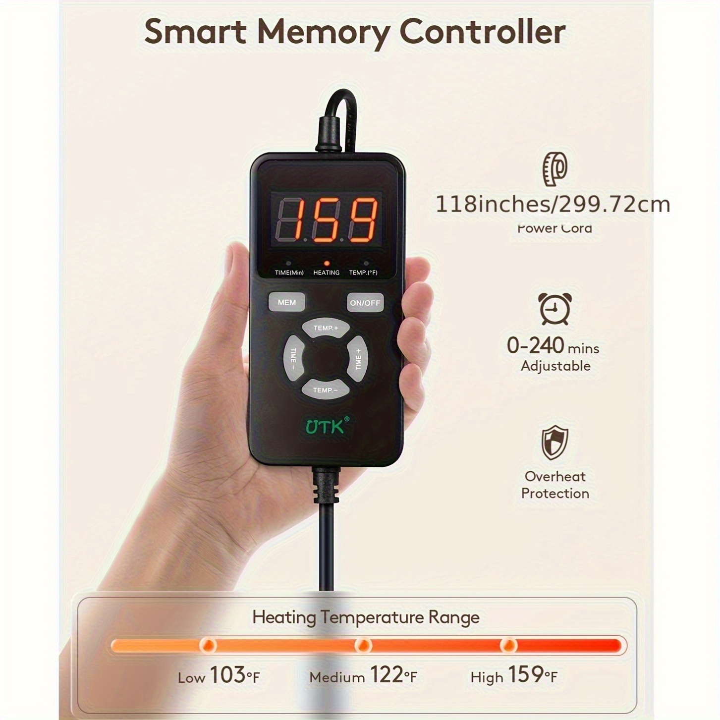 utk heating pad for neck and shoulders and back for full back adjustable time and temperature settings up to 159   5 x 24 birthday gift for women and men mom and dad Product details 5