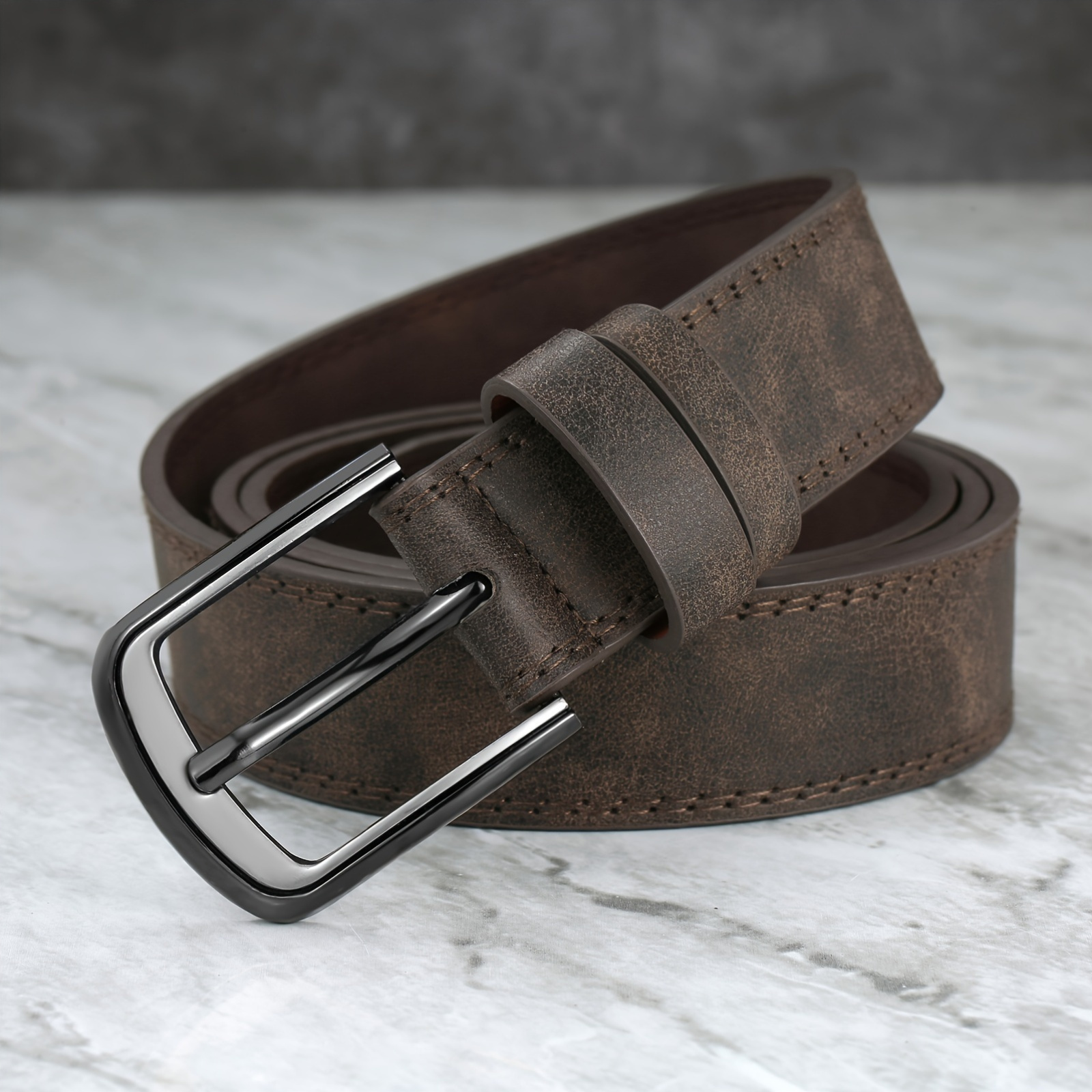 Stylish Wide Stitching Alloy Buckle Belt for Men - Durable, Adjustable, and Comfortable Accessory for Jeans and Trousers - Perfect for Daily Wear, Sports, and Casual Occasions