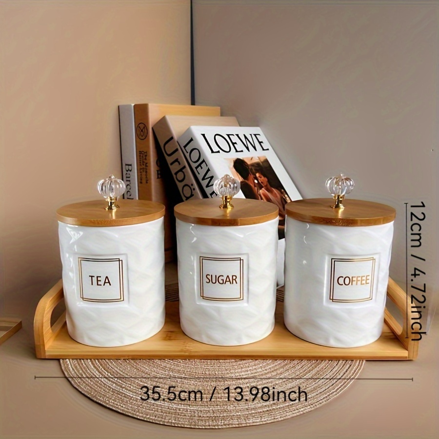 Canister Sets Wooden Tea Coffee And Sugar Canisters Wooden Lids