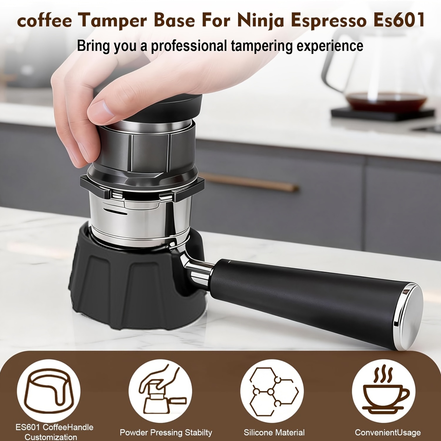 Portafilter Holder, Espresso Tamping Station for Breville 54mm Portafilters | Adjustable Height Coffee Portafilter Holder | Tamper Station with Non-slip Silicone Base