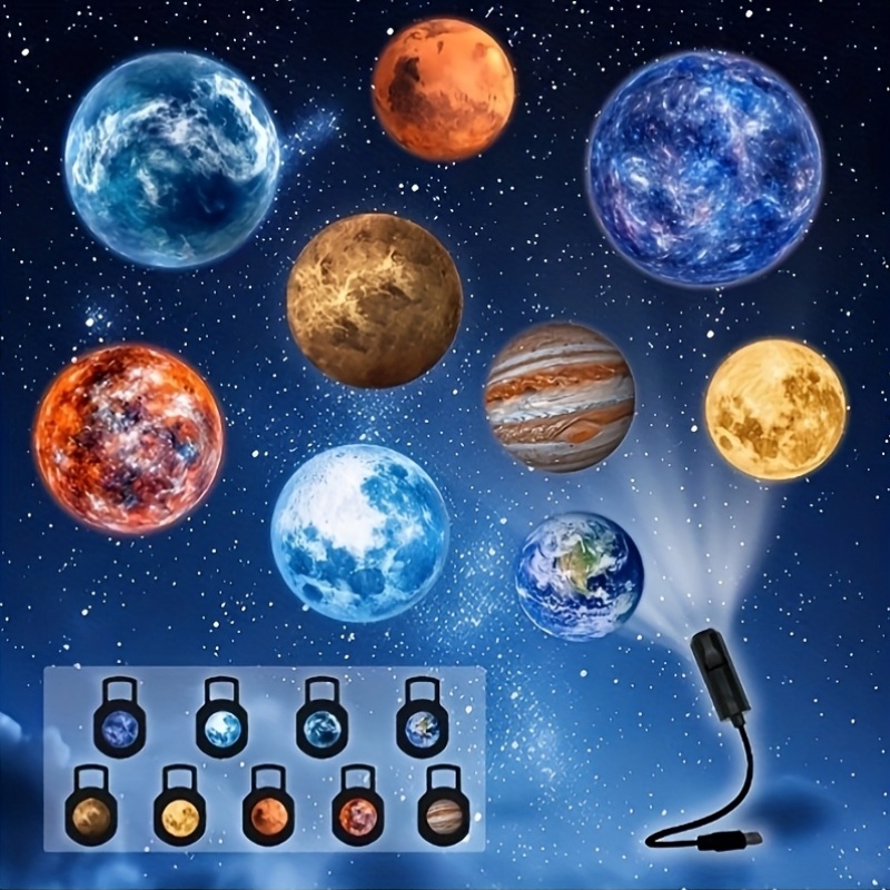 Projection Lamp, 3/6/10 Pack Earth Jupiter Andromeda Stars Nebula Projector Light Led Light Bedroom Ceiling Photo Background Decorative Light