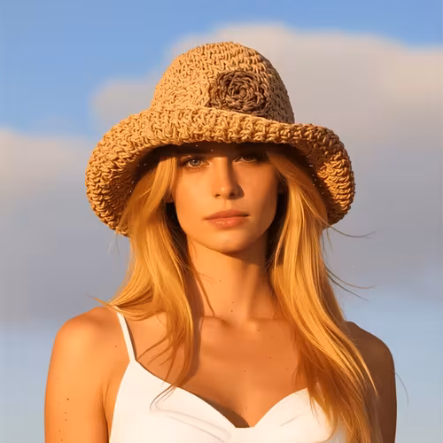 Bohemian Floral Embroidery Straw Hat