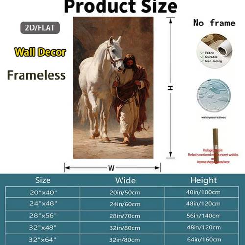 2d flat 2d flat 2d flat 1pc large frameless and white horse wall art print realistic religious poster home decor riding horse image modern church and living room decoration gift christmas decor