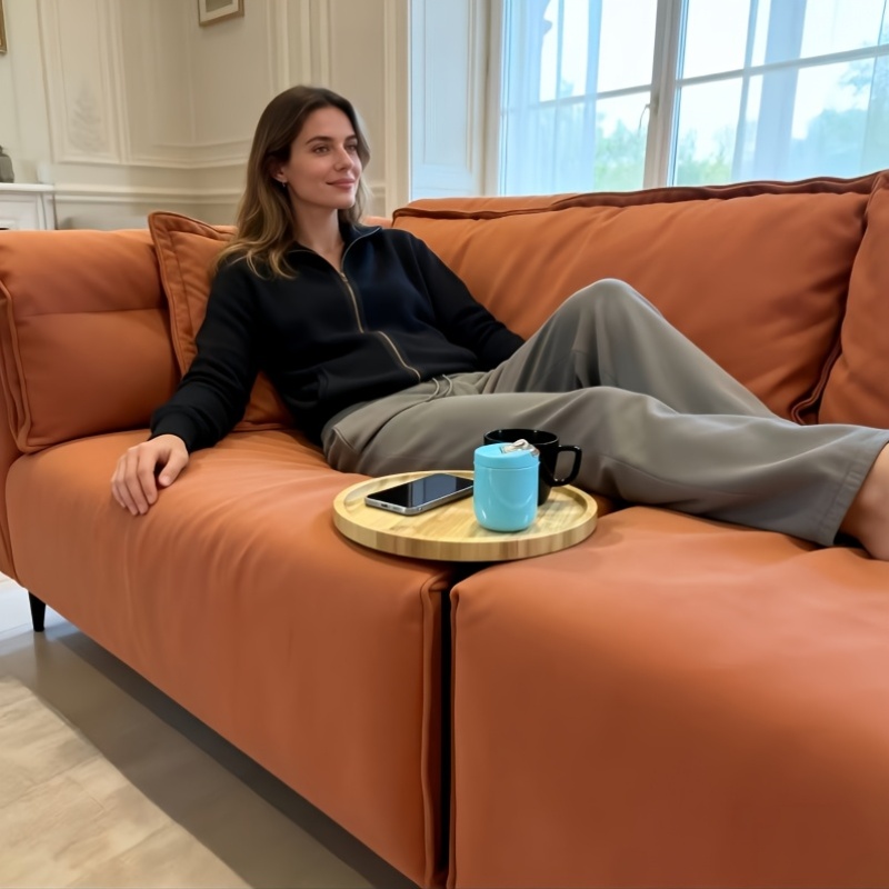 sofa lücke   klapptisch 11,81-zoll runder holztablett liegestuhl snacktisch zum fernsehen, schlafzimmer wohnzimmer getränkehalter, keine installation universal   beistelltisch