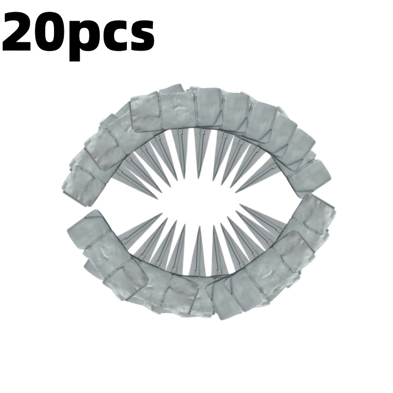 Image of (20pcs, Gray) Garden Landscape Edging Borders No Dig, 16 Ft Lawn Edging For Landscaping, Plastic Fencing Lawn Border, Imitation For Outdoor Patio Balcony Yard Landscaping