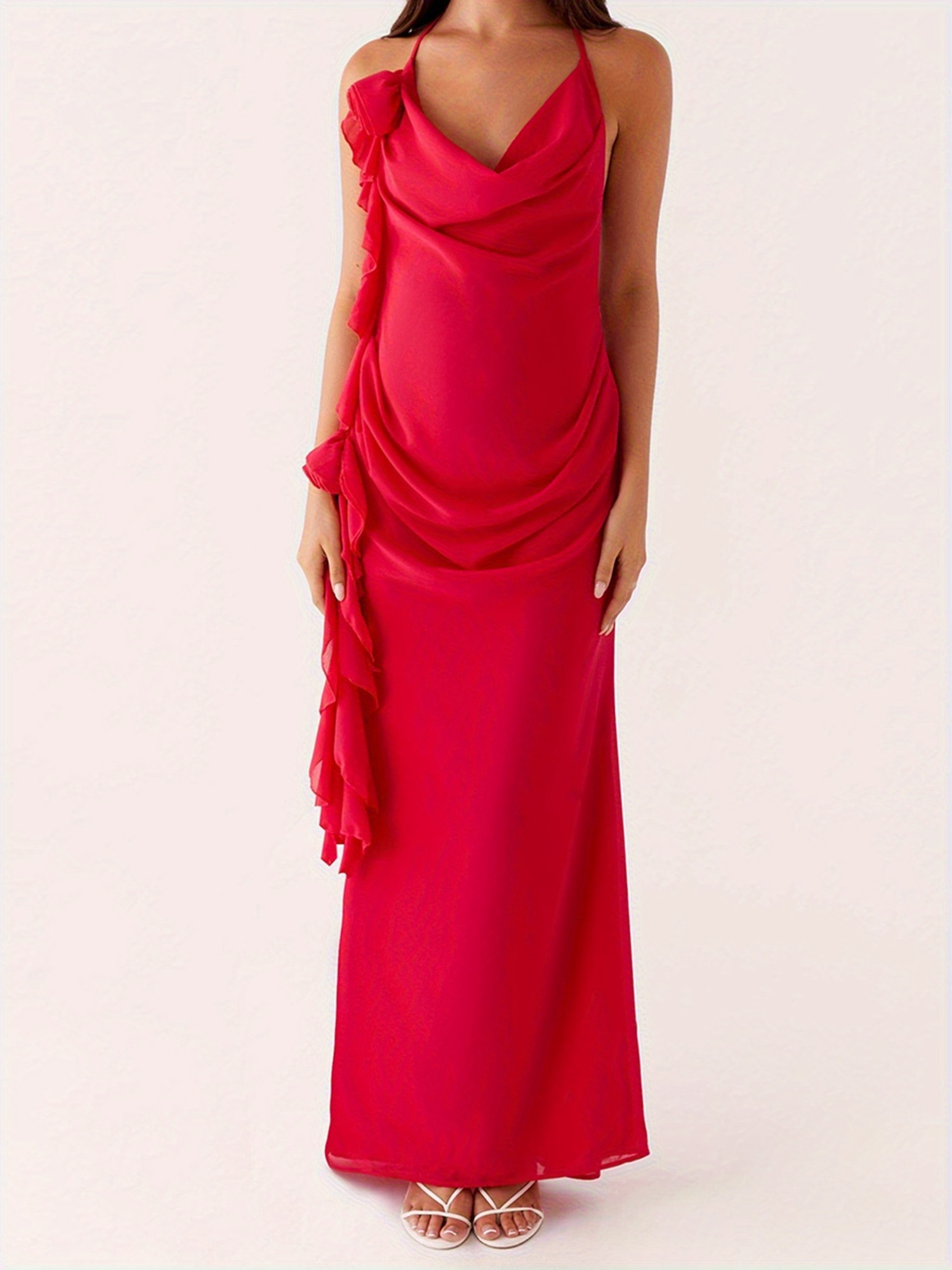 open lace back dress It's Up to Me Halter Mini Dress Red