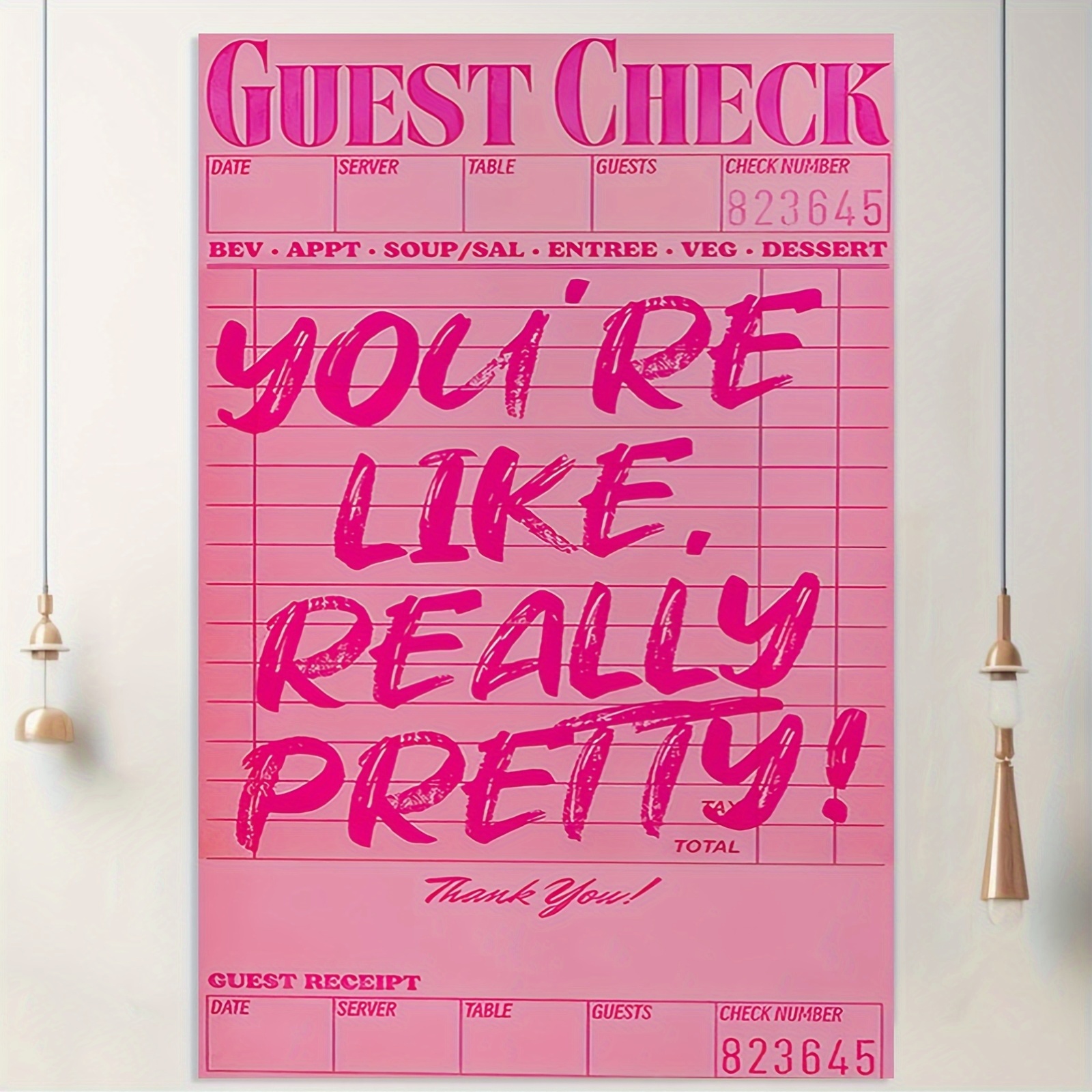1pc youre really pretty guest check canvas art poster pink - Temu
