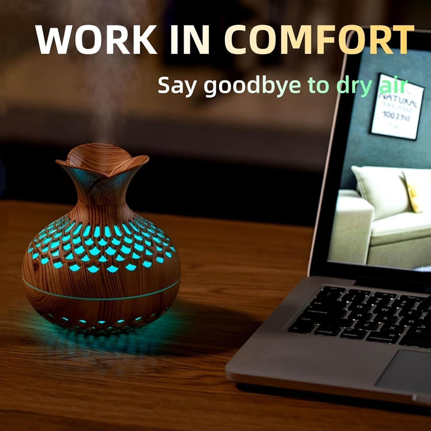 deluxe wood grain   usb powered   36v elegant   pre filter evaporative humidification romantic atmosphere for bedroom and   rooms details 7